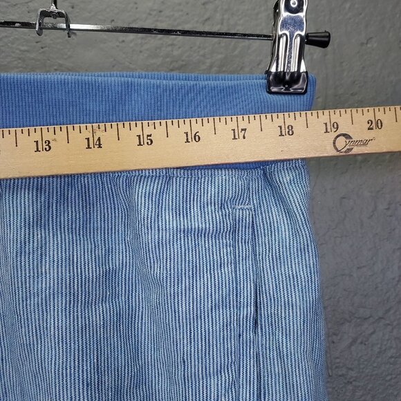J Jill Love Linen Pants Women's L Blue Stripe Wide Leg Crop Pockets Pull-on 100% - Picture 10 of 13